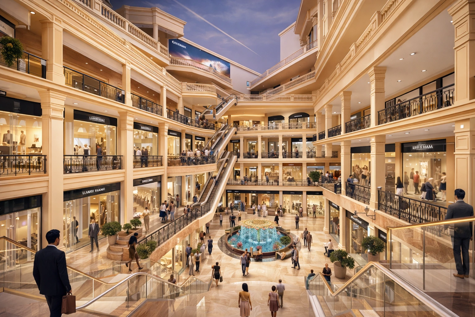 Elegant shopping mall atrium – BeTogether Courtyard Vrindavan